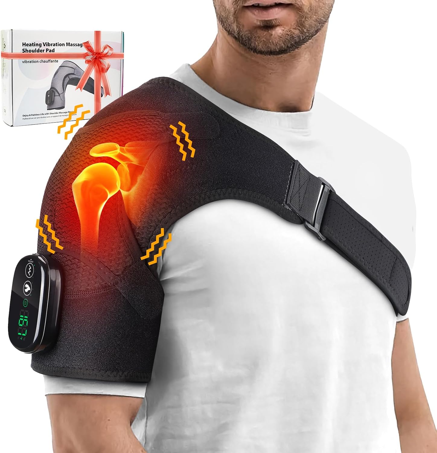 Detalle de Cordless Shoulder Heating Pad and Massager, 5000mAh Battery