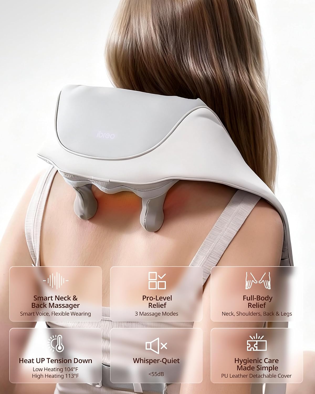 Detalle de Schnurloses Shiatsu Nacken- und Rückenmassagegerät 2500 mAh 💆