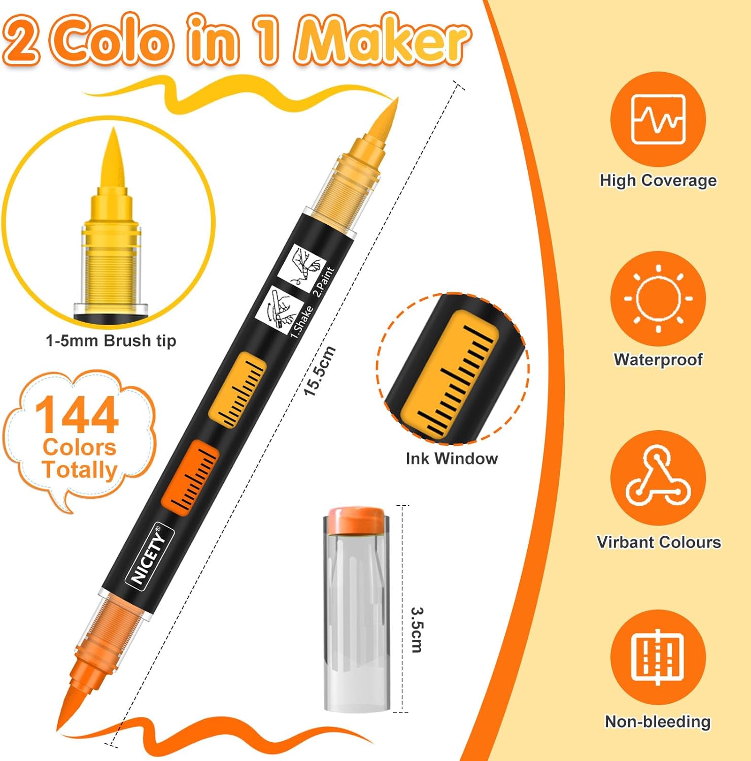 Thumbnail 1 de NICETY 72 Colours Acrylic Paint Pens 36pcs