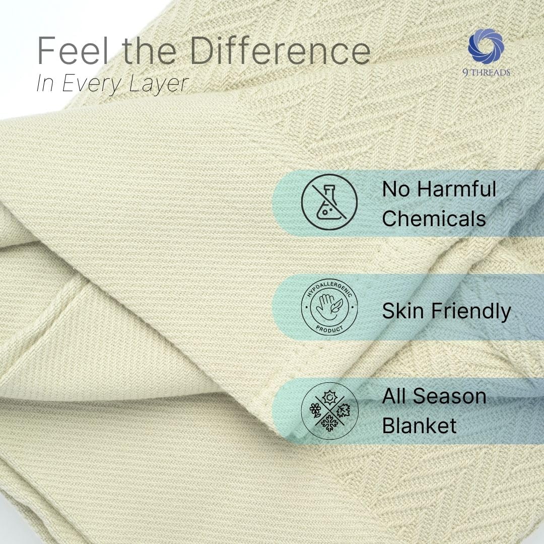 Thumbnail 4 de 9Threads Herringbone Cotton Blanket 108" × 90"