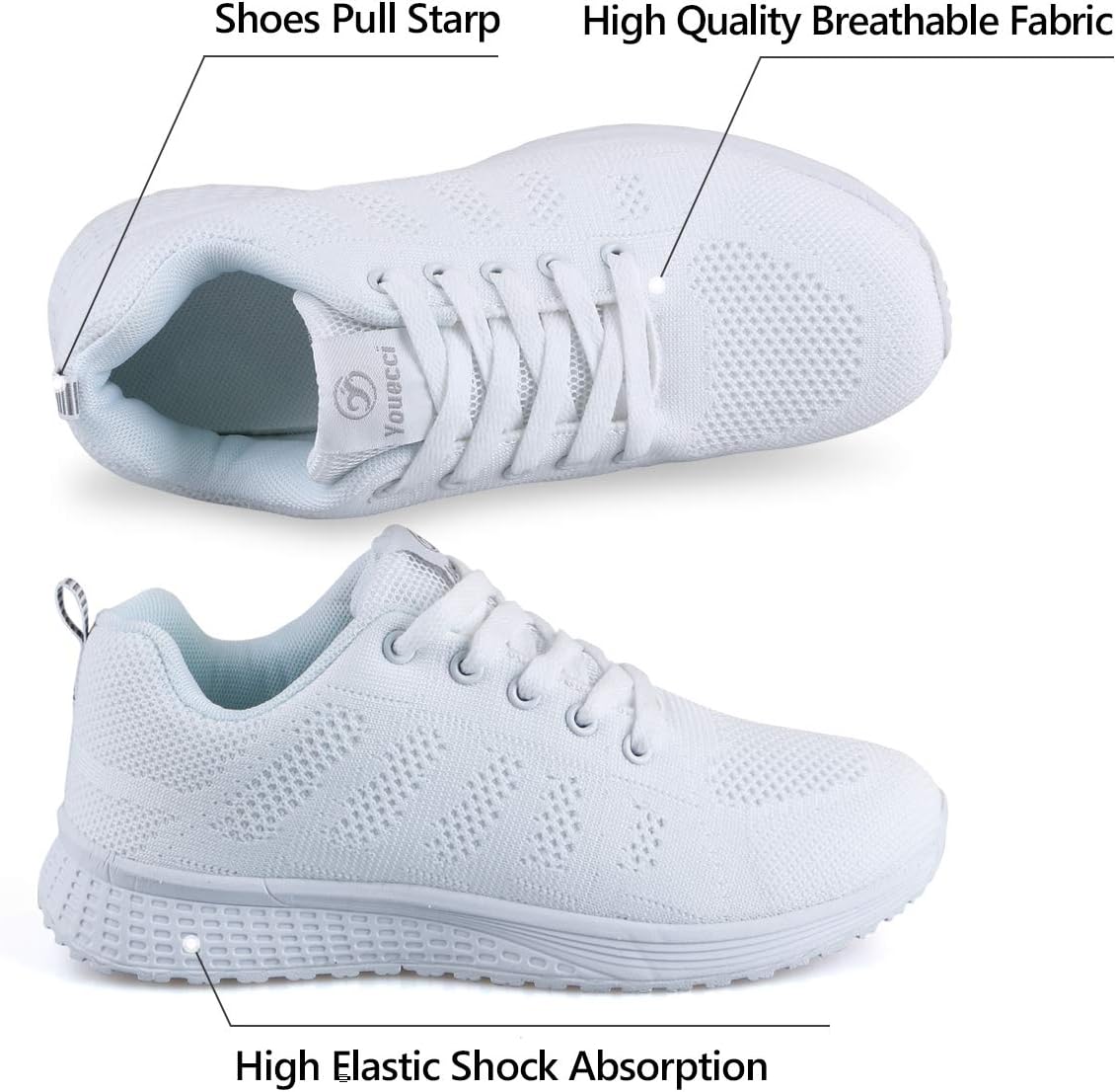 Thumbnail 2 de Youecci Women Lightweight Walking Shoes: Breathable Lace-Up Trainers for Daily Comfort