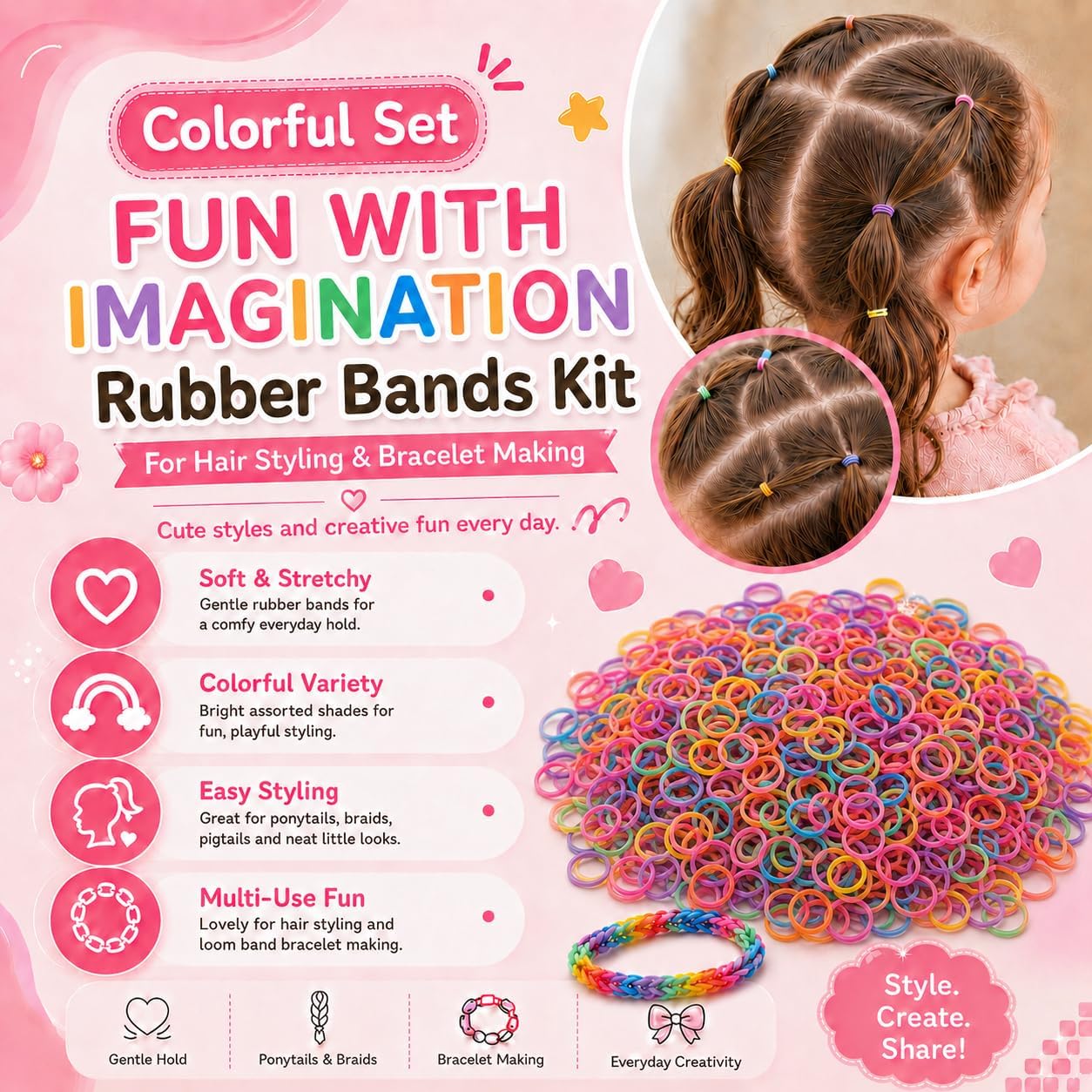 Detalle 2 de BIZEE 2700+ Loom Bands Starter Kit with Refills, Charms, Beads, Clasps & Storage Box