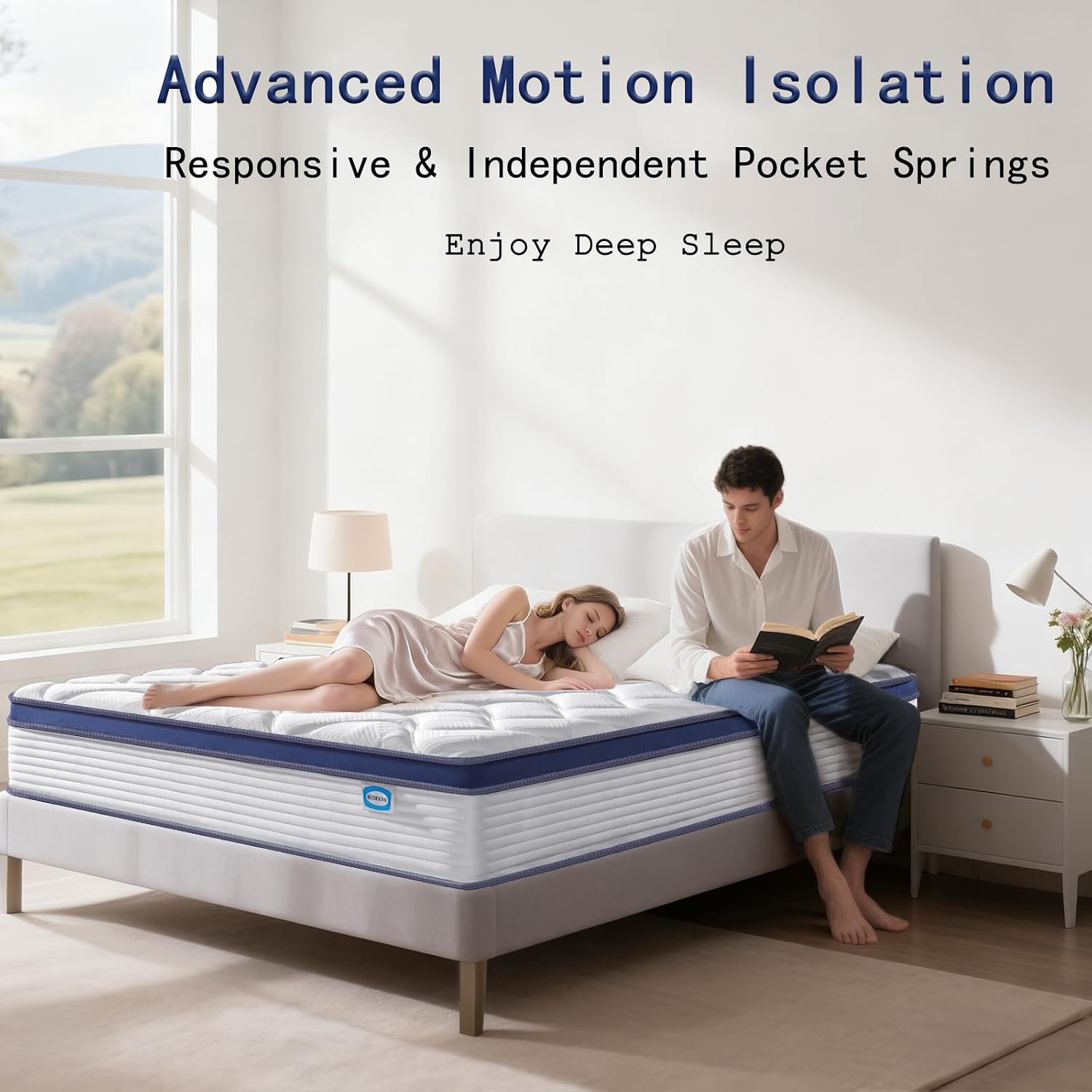 Thumbnail 5 de SEZMOONSI Double Mattress 4FT6 – Gel Memory Foam with 7-Zone Pocket Springs