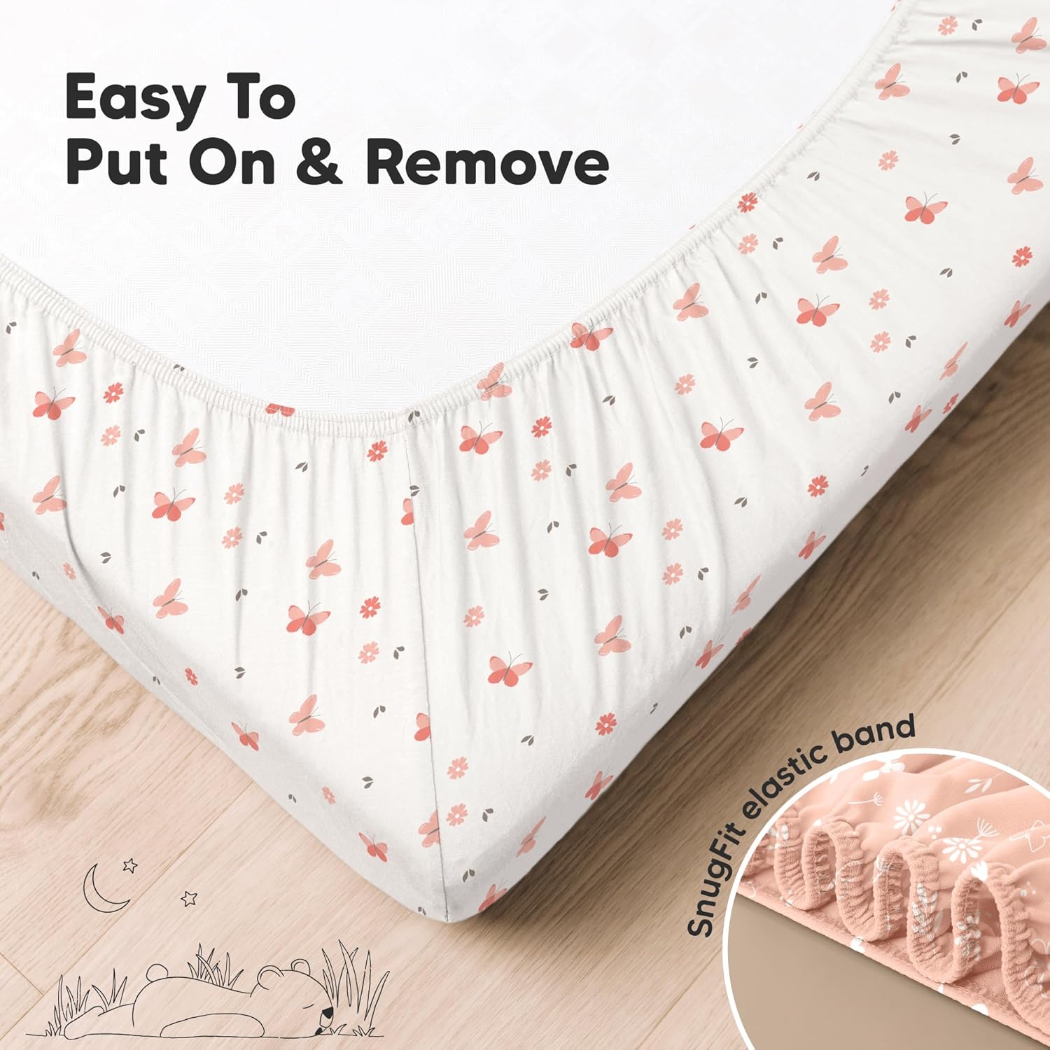 Detalle de KeaBabies 2-Pack Organic Crib Sheets for Boys and Girls — 52x28 Fitted Crib Mattress Sheets