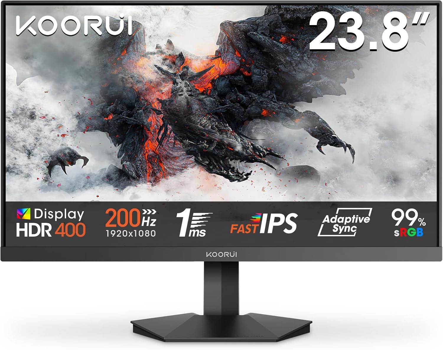 Detalle de KOORUI Gaming Monitor 24" 170Hz – Schermo FHD con Adaptive Sync e HDMI 1.4
