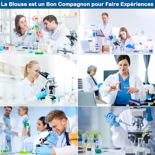 Detalle de Blouse Chimie COCREAZY en coton 80/20 – Longue, XS, pour femme et homme