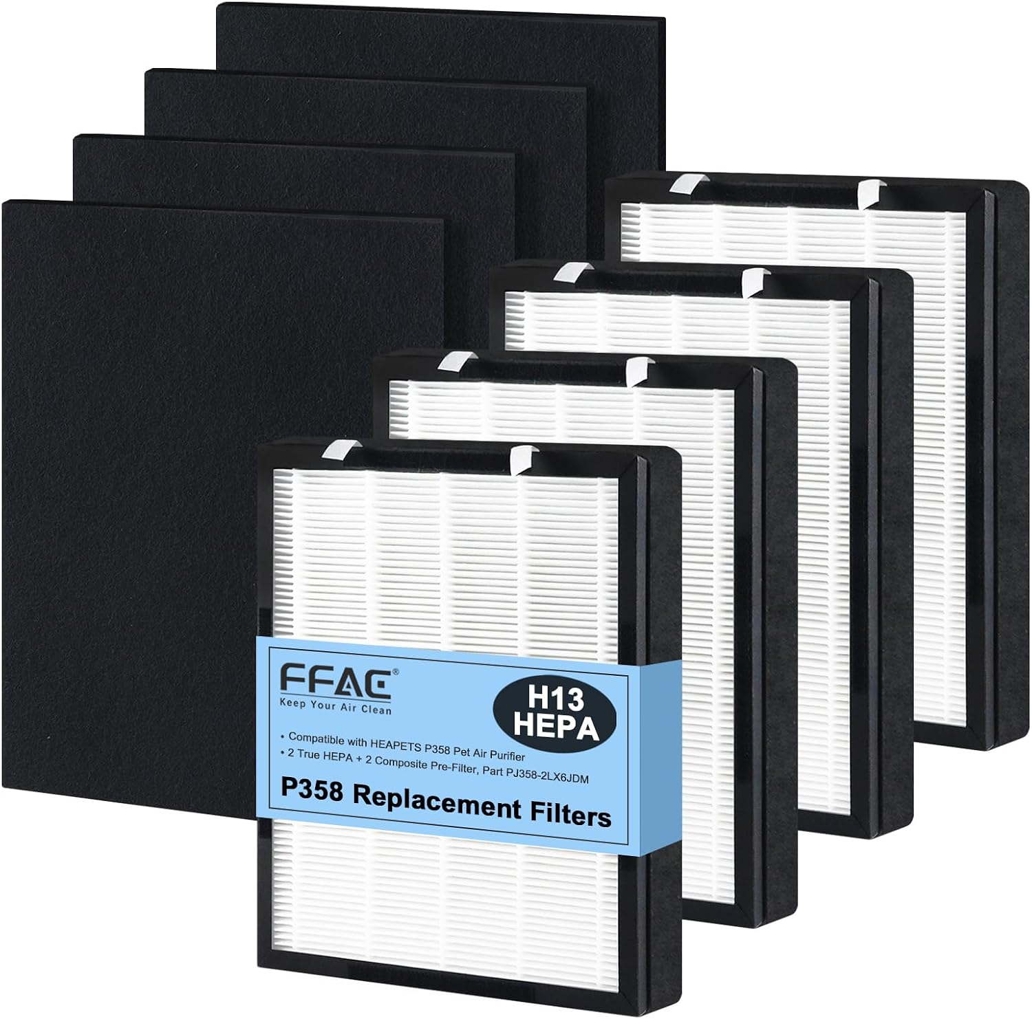 Detalle de FFAC P358 Filter Replacement Set for HEAPETS P358, H13 HEPA