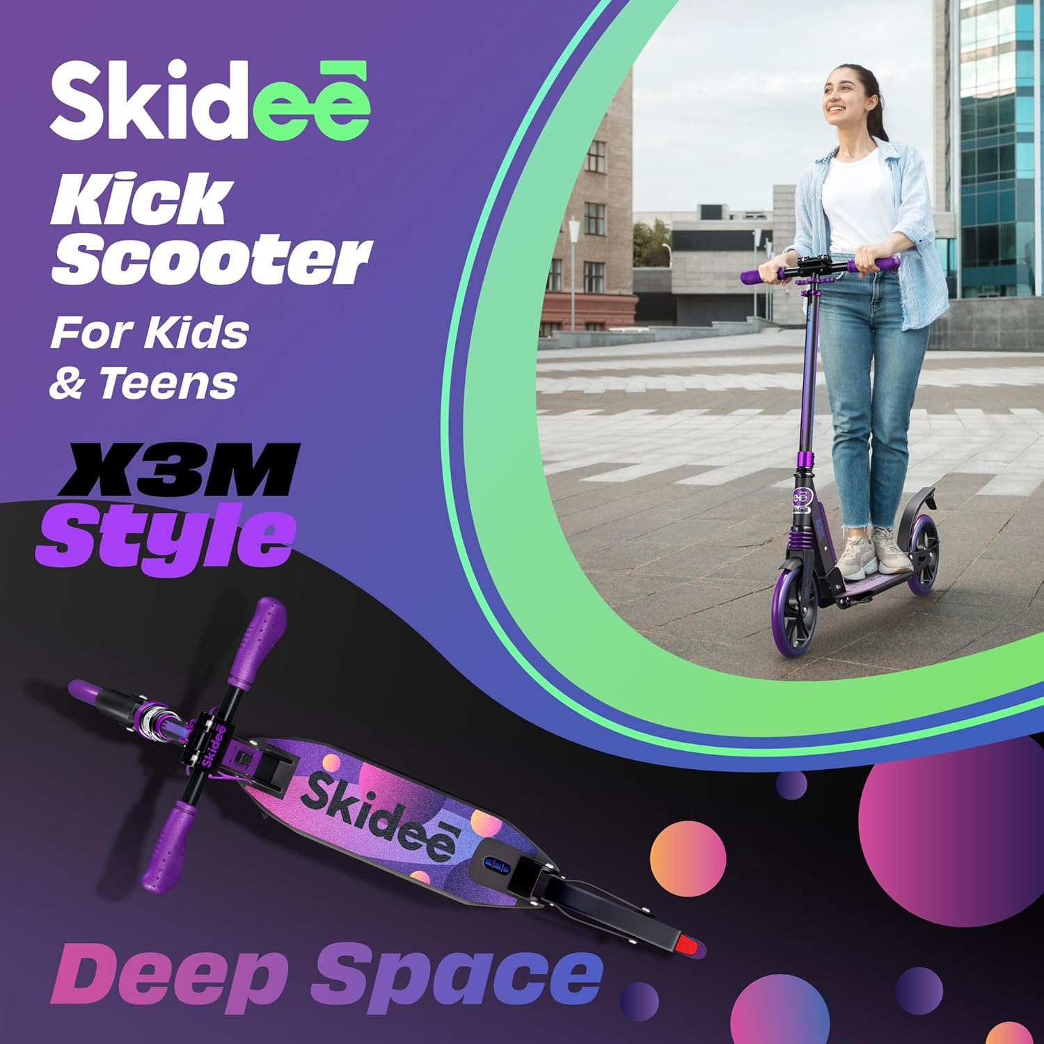 Thumbnail 2 de Skidee Adult & Teen Scooter: Adjustable, Foldable, and Lightweight with Anti-Shock Suspension