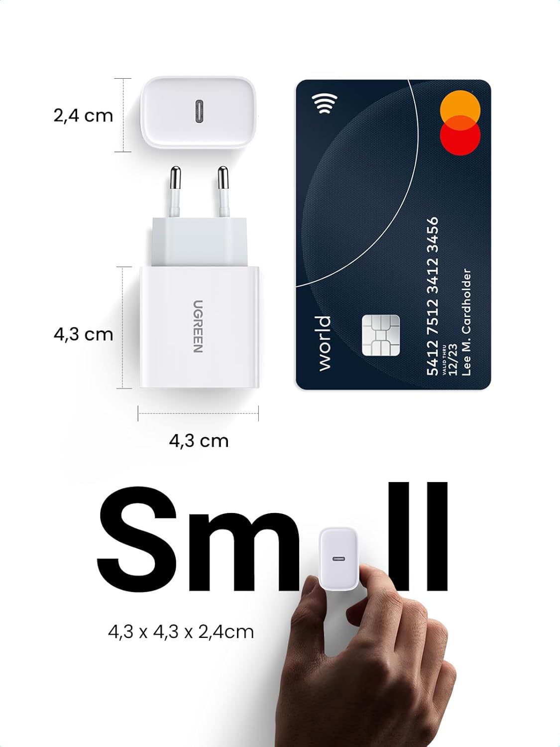 Thumbnail 2 de UGREEN USB-C Ladegerät 20W – USB-C Netzteil für iPhone, iPad und mehr (weiß)