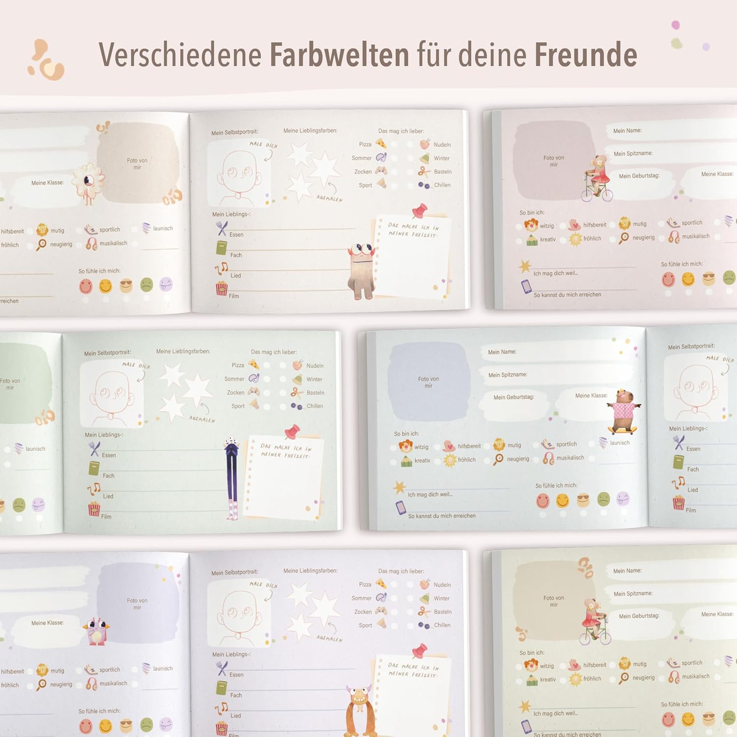 Thumbnail 6 de Mintkind Freundebuch Grundschule Smileys – Kreatives Erinnerungsbuch zur Einschulung mit Ausmalbildern, Fragen & Fotos