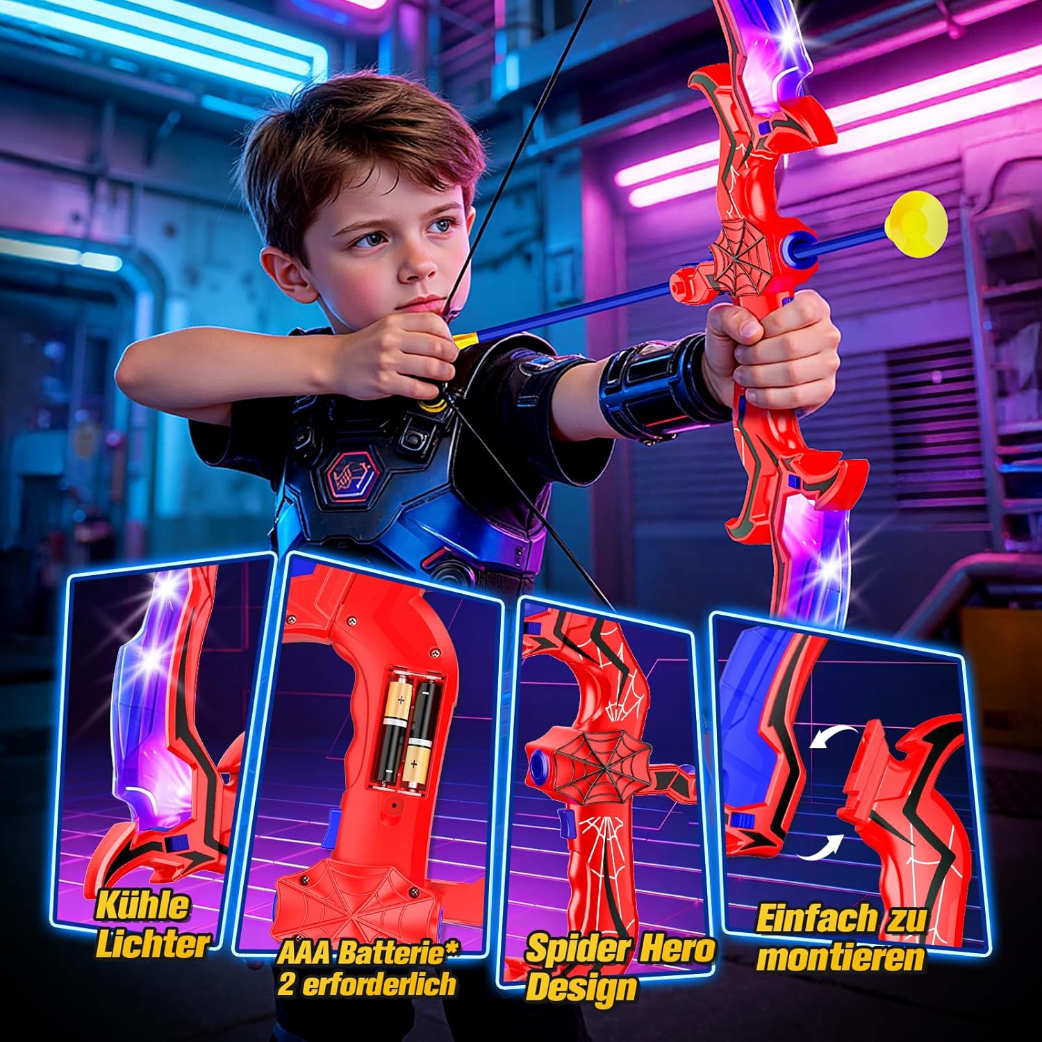 Detalle de Toyokid Archi e Frecce LED: set avventure per bambini 3–12 anni con bersaglio incluso