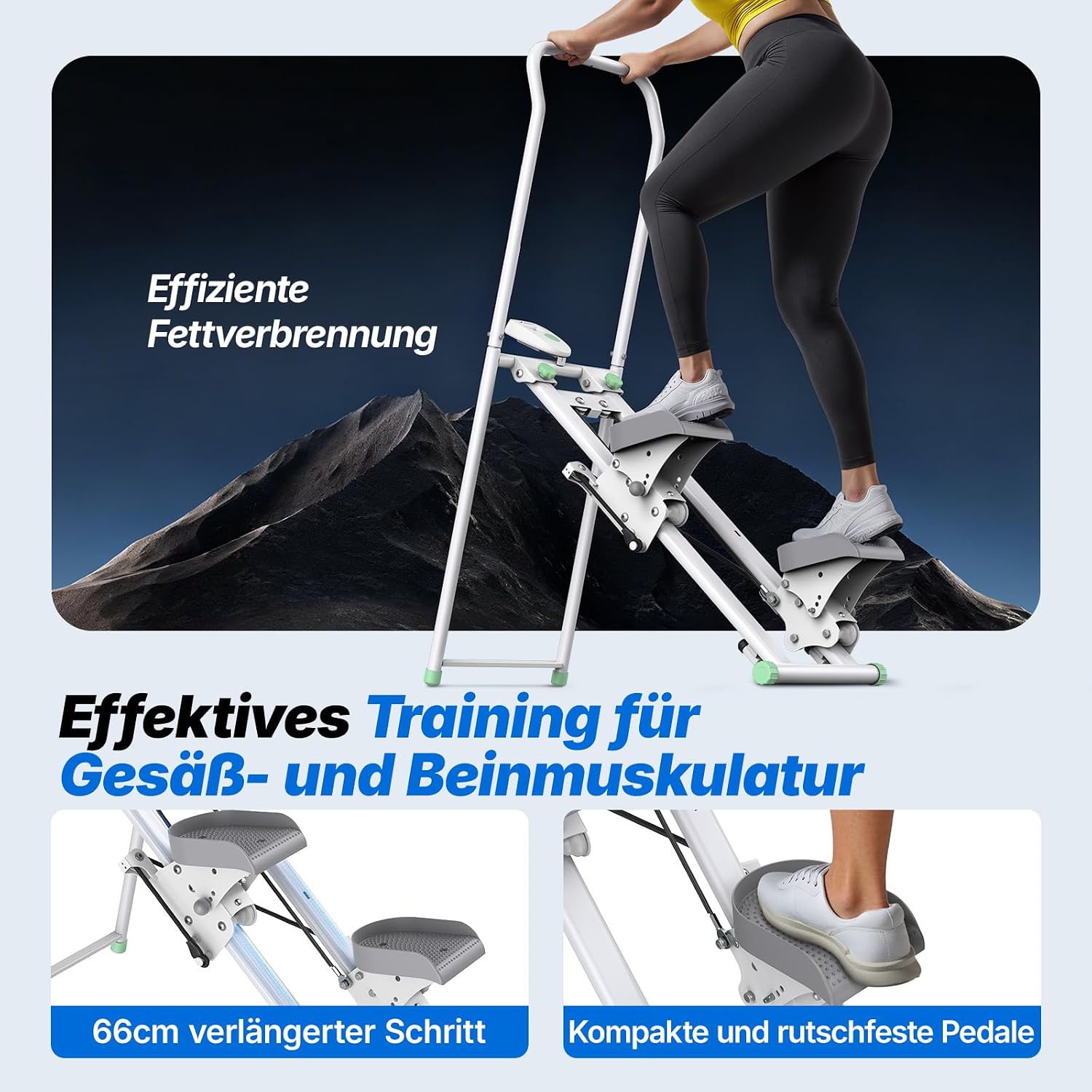 Detalle de MERACH 2026 Stair Stepper für Zuhause – kompakter Ganzkörper-Cardio-Climber mit verstellbaren Pedalen und Lenker