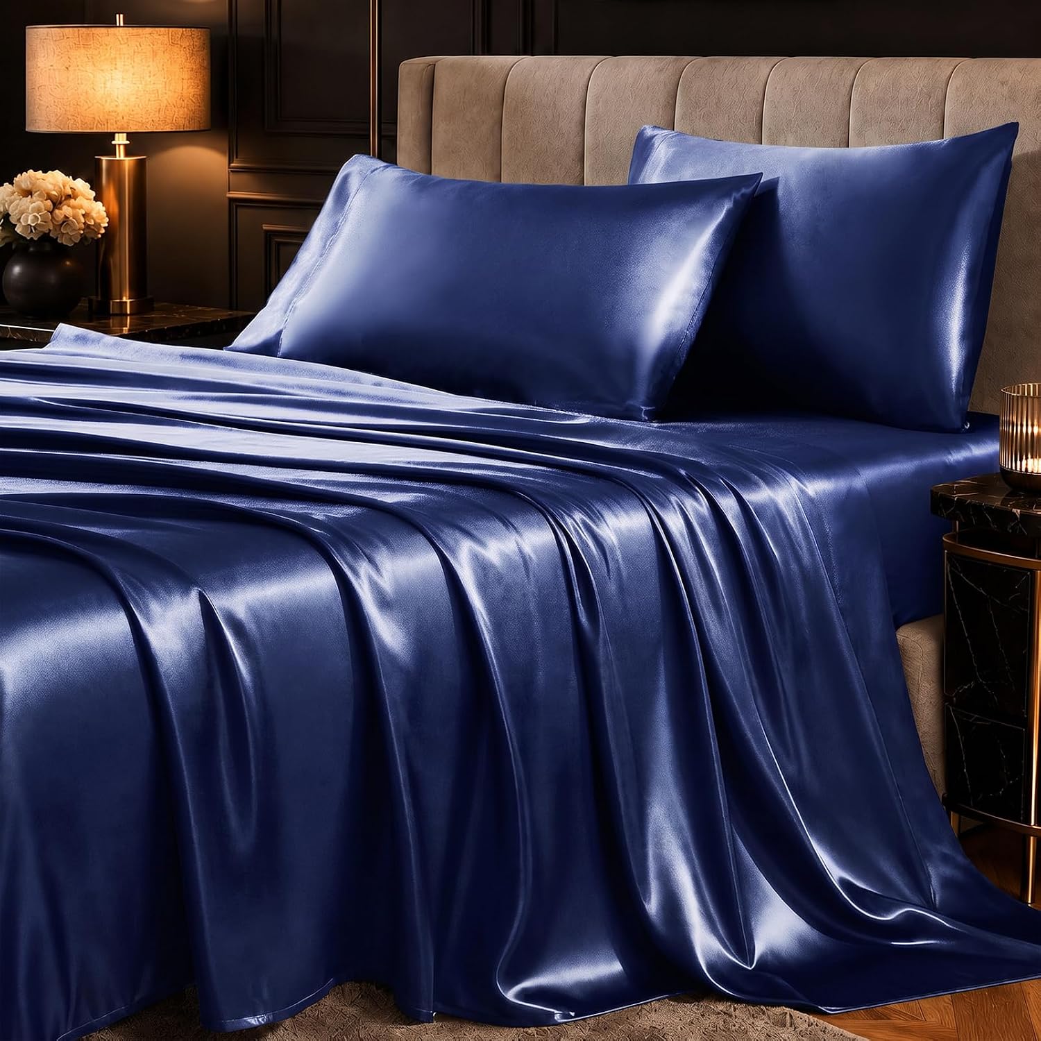 Detalle de CozyLux Satin Sheet Set, Queen