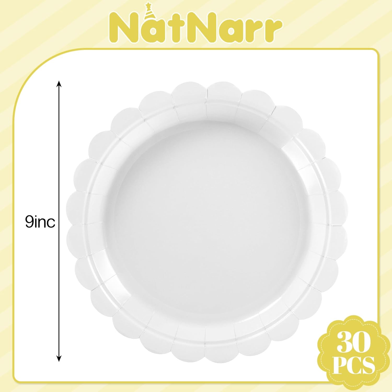 Thumbnail 1 de NatNarr 30-Pack 9-Inch Disposable Scalloped Graduation & Party Paper Plates (White)