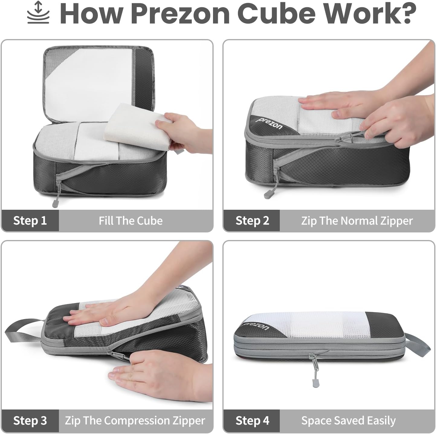 Thumbnail 5 de Prezon Versatile 6-Set Compression Hollow Packing Cubes – Full Open Visible Design