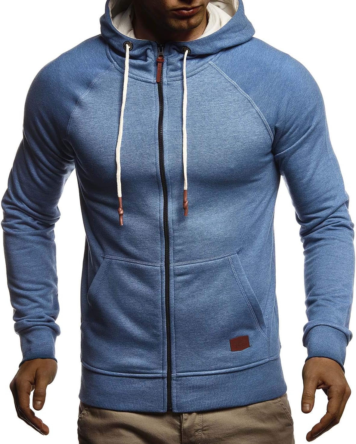 Detalle de Leif Nelson LN8124 : veste de survêtement à capuche homme coupe ajustée en coton noir