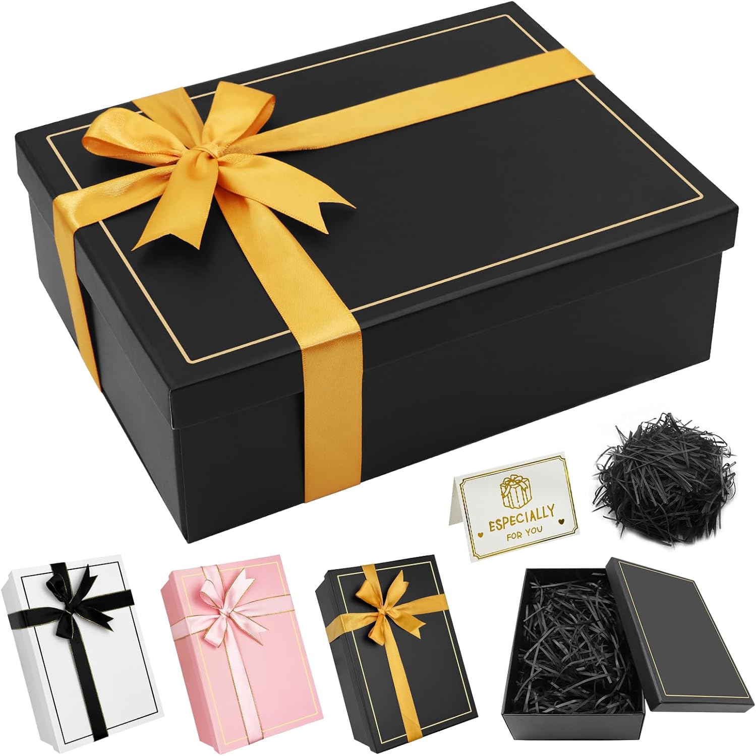 Schwarz Geschenkbox mit Deckel, 25 x 18 x 8,5 cm
