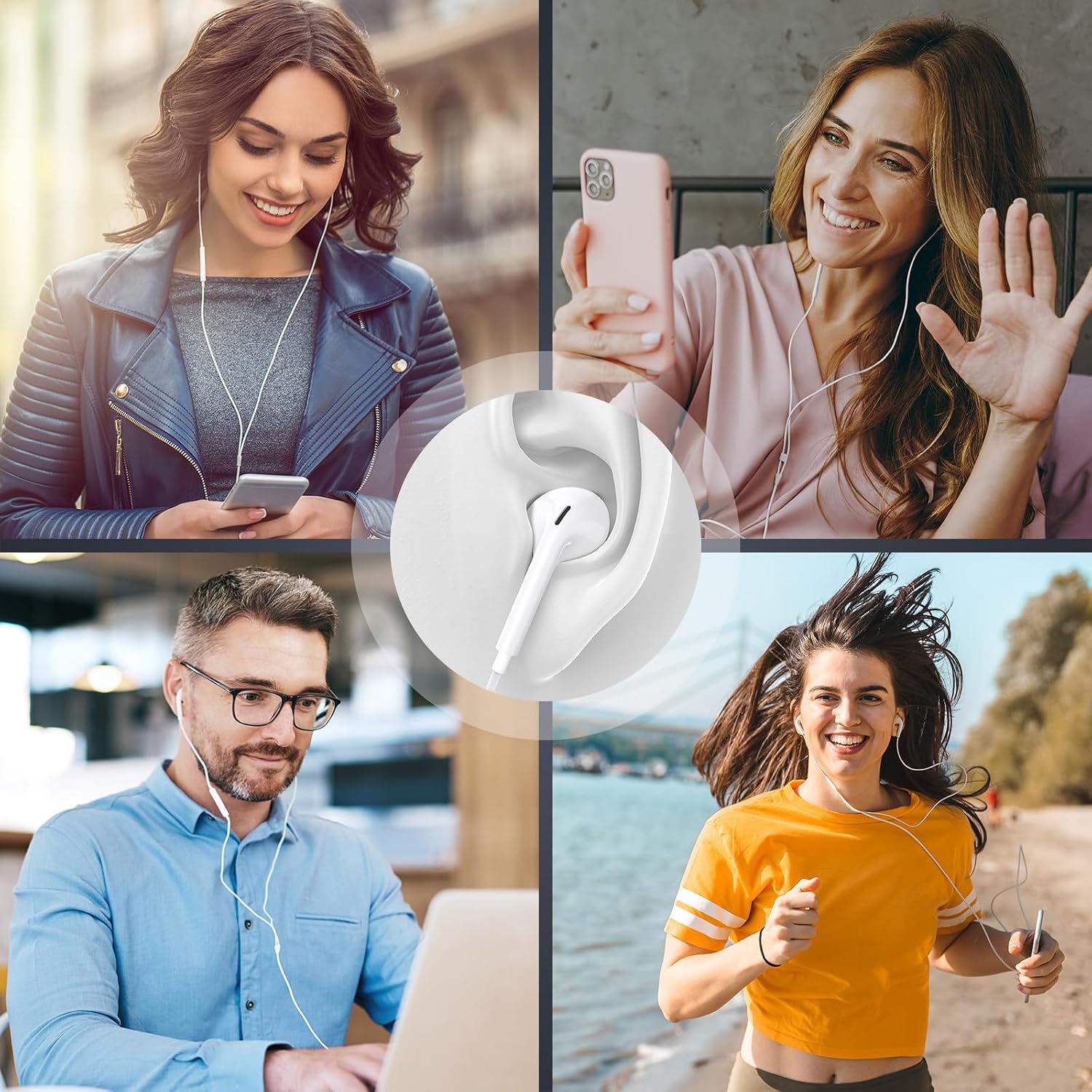 Detalle 2 de Kabelkopfhörer USB-C für iPhone 15/16/17 – 2er-Pack, In-Ear mit Mikrofon und Lautstärkeregler