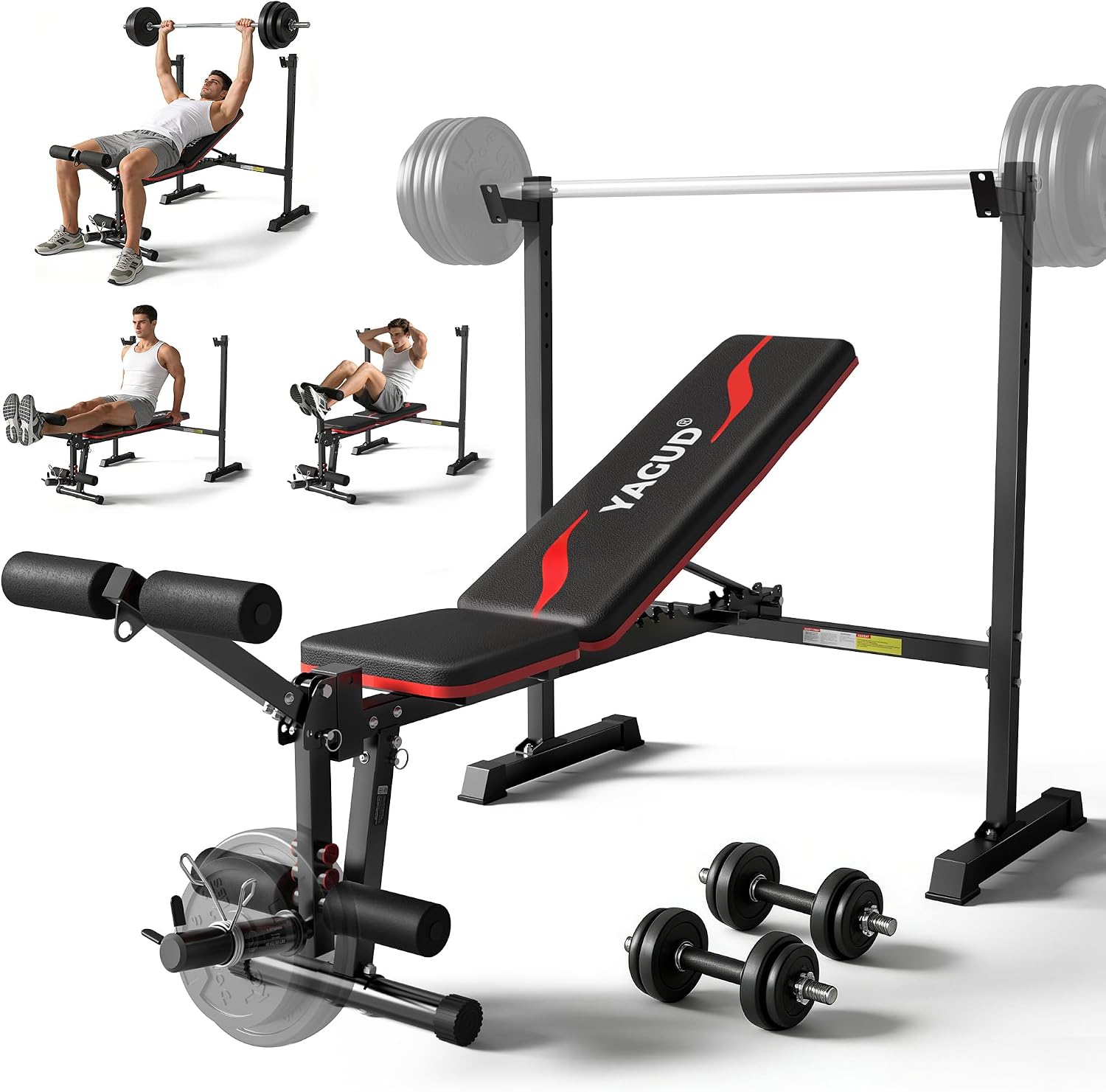 Detalle de Yagud 1 Adjustable Weight Bench Set with Leg Developer and Barbell Rack