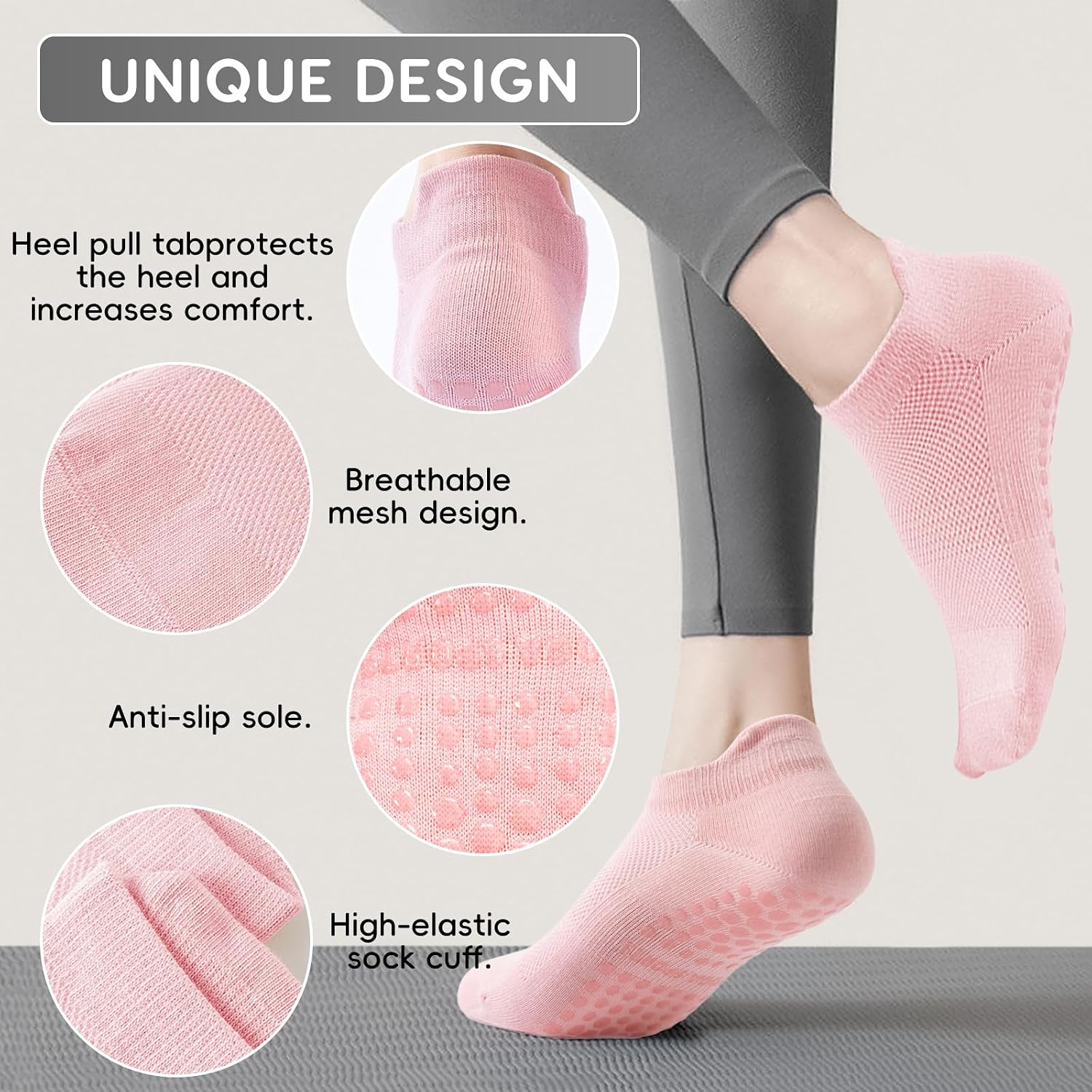 Detalle 2 de Dzpuhuojz Calcetines Pilates Antideslizantes 35-40