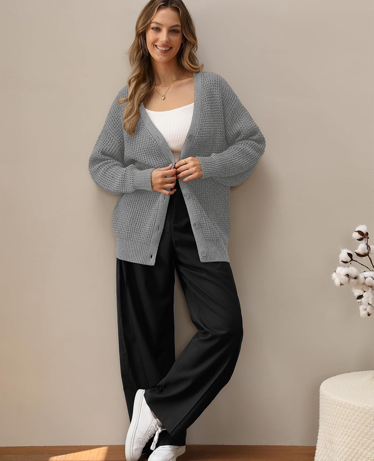 Thumbnail 5 de QUALFORT oversized cotton cardigan 100% cotton