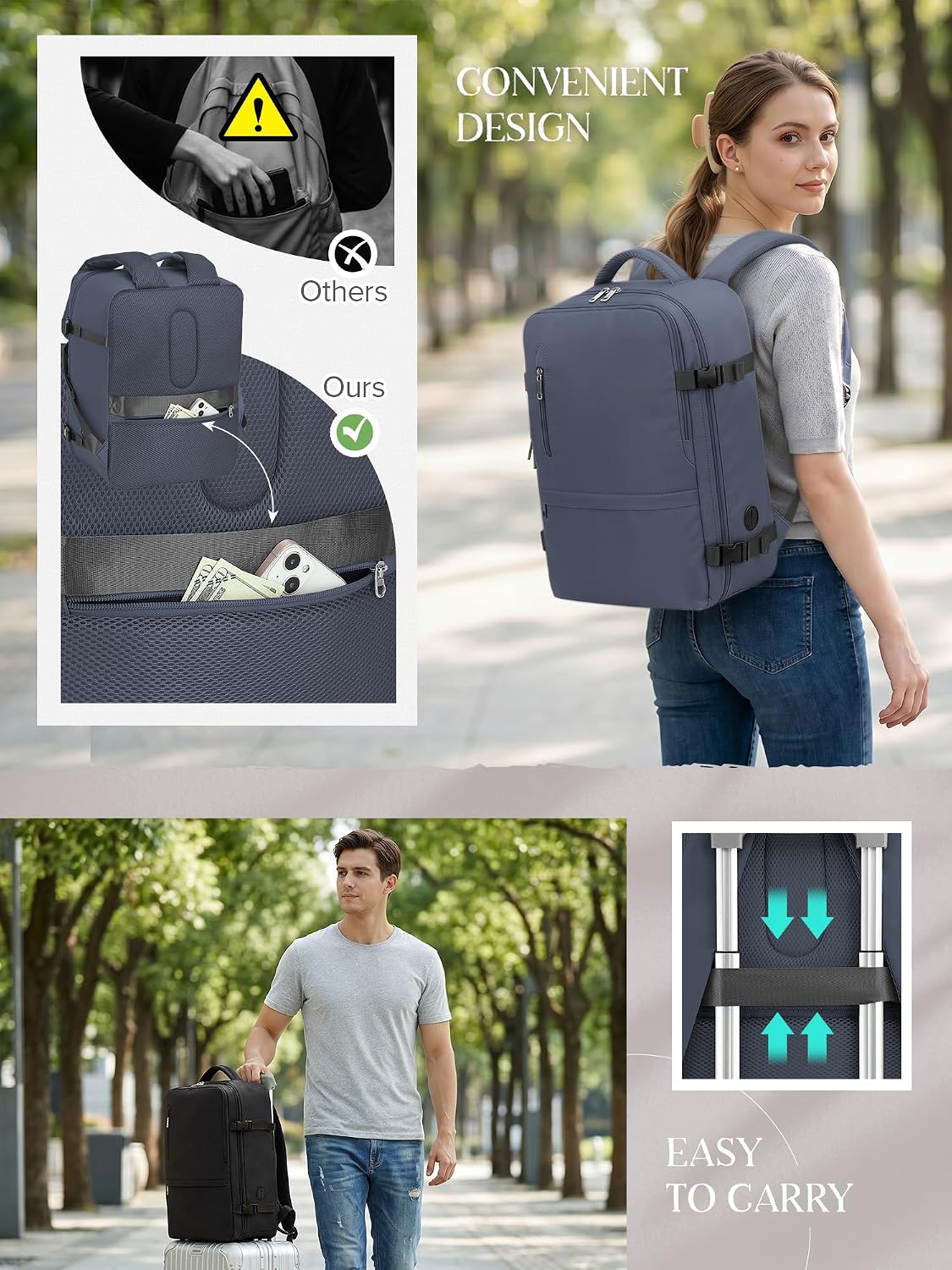 Detalle de Hayayu Ryanair Cabin Bags 40x30x20: Underseat Carry-On Backpack for Travel