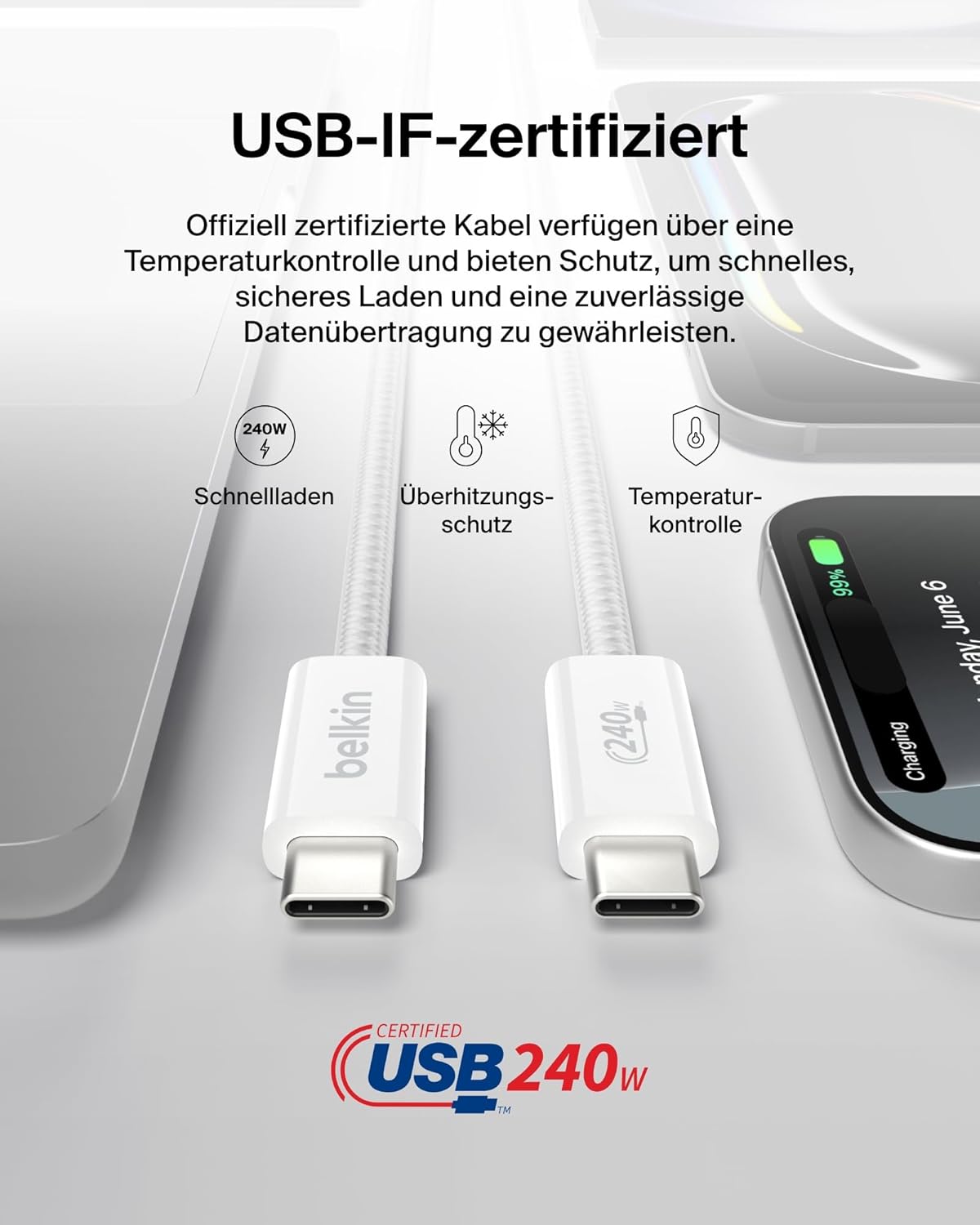 Thumbnail 5 de Belkin BoostCharge USB-C Kabel 1,5 m 240 W