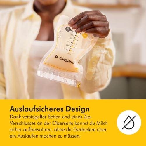 Detalle de Medela Easy Pour Einweg-Muttermilchbeutel 210 ml – auslaufsicher, BPA-frei, 100er Pack