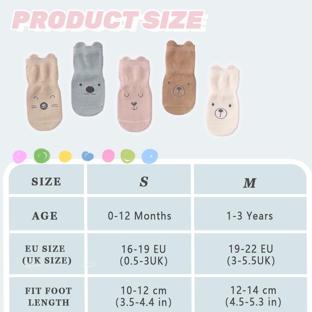 Thumbnail 4 de HAGOT — Chaussettes antidérapantes bébé ×5, coton et élasthanne, motifs animaux