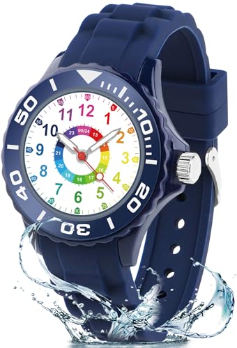 Detalle de GUUMUXIN Reloj Infantil con Manecillas: Esfera Multicolor y Correa Suave