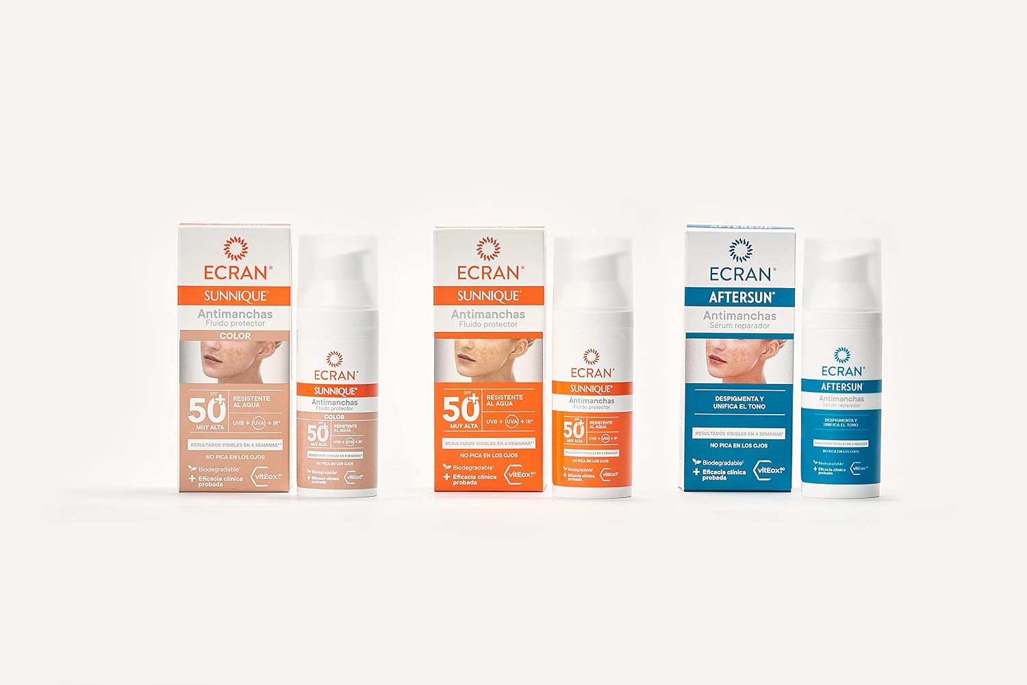 Detalle de ECRAN SUNNIQUE – Protector Facial SPF 50+ con color y tratamiento antimanchas (50 ml)