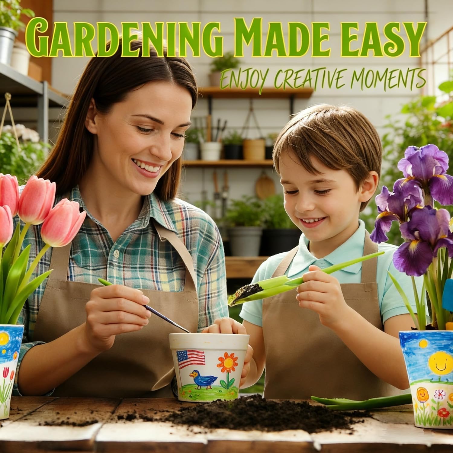 Detalle de Paint & Plant Flower Growing Gardening Kit with 3 Pots for Kids