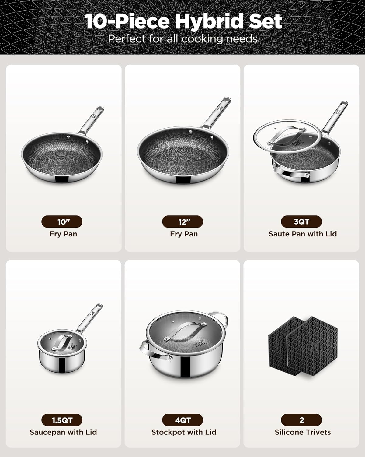Thumbnail 1 de Hybrid Stainless Steel 10PC Cookware Set
