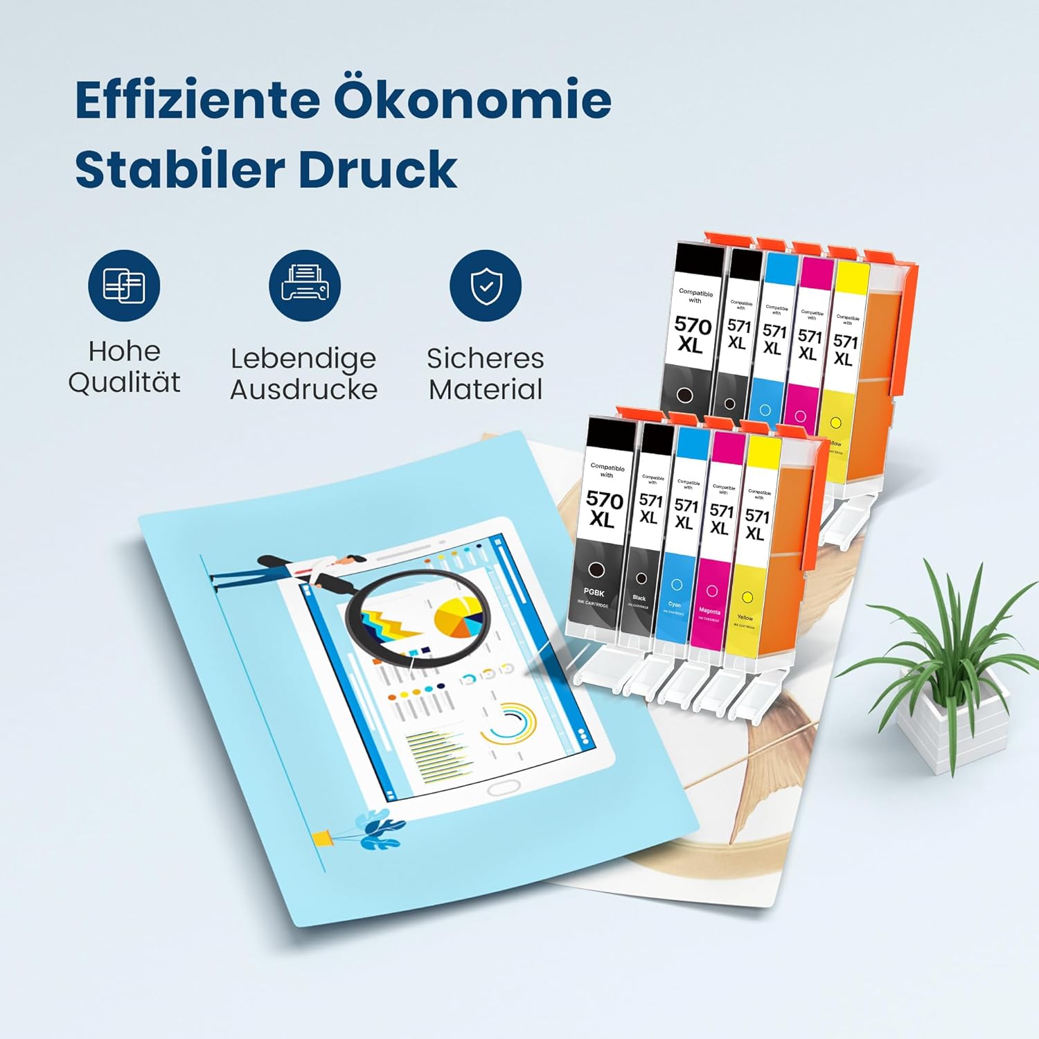 Thumbnail 4 de Washope 570XL/571XL Kompatible Canon Patronen – 10er-Pack für TS5050 und mehr
