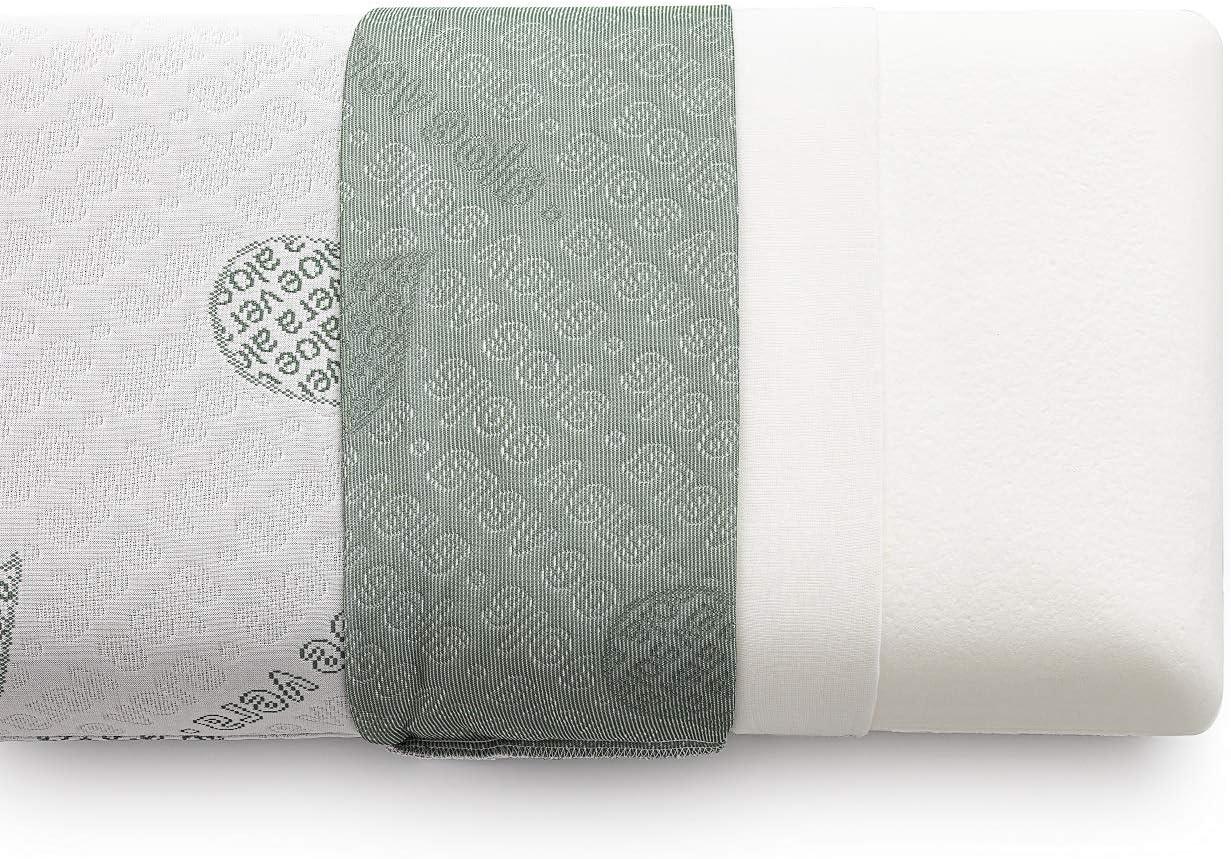 Thumbnail 3 de Textilhome set di 2 cuscini cervicali in memory foam 70 cm con rivestimento in tessuto all’Aloe Vera e nucleo in visco puro