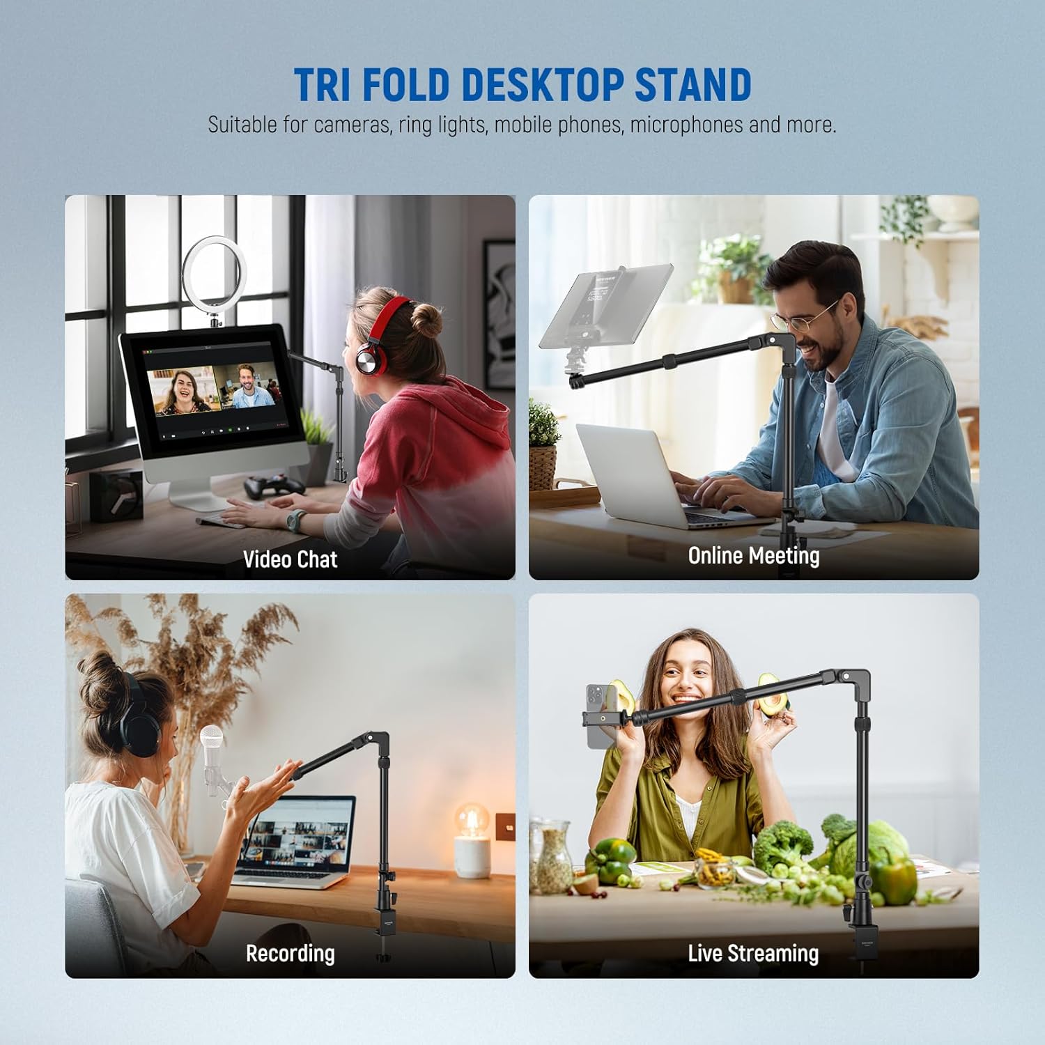 Thumbnail 5 de NEEWER DS023 45.5" Overhead Camera Desk Stand with 4-Section Magic Mic Boom Arm