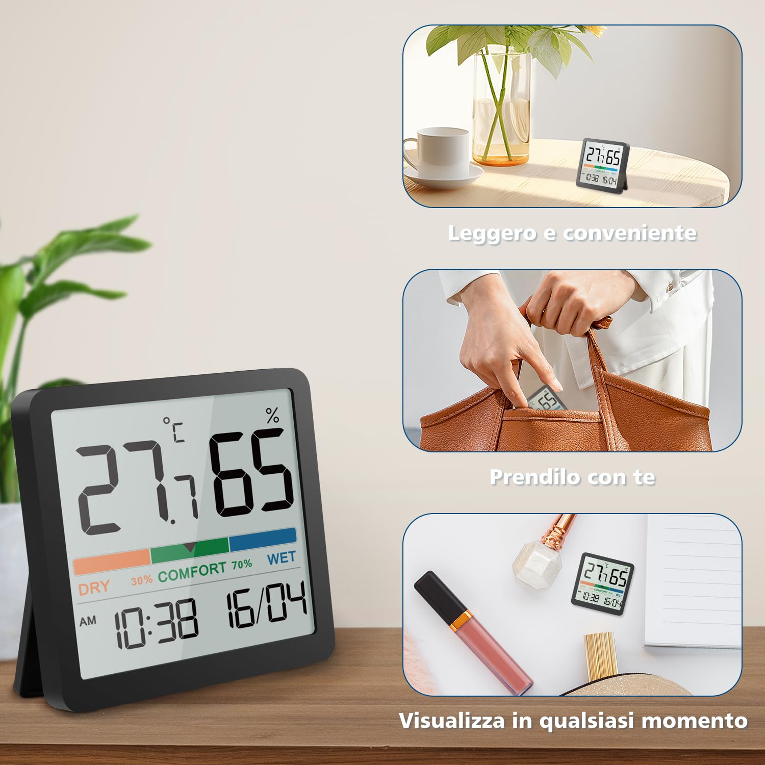 Detalle de NOKLEAD Igrometro Termometro per interni con indicatore di comfort e sensore digitale
