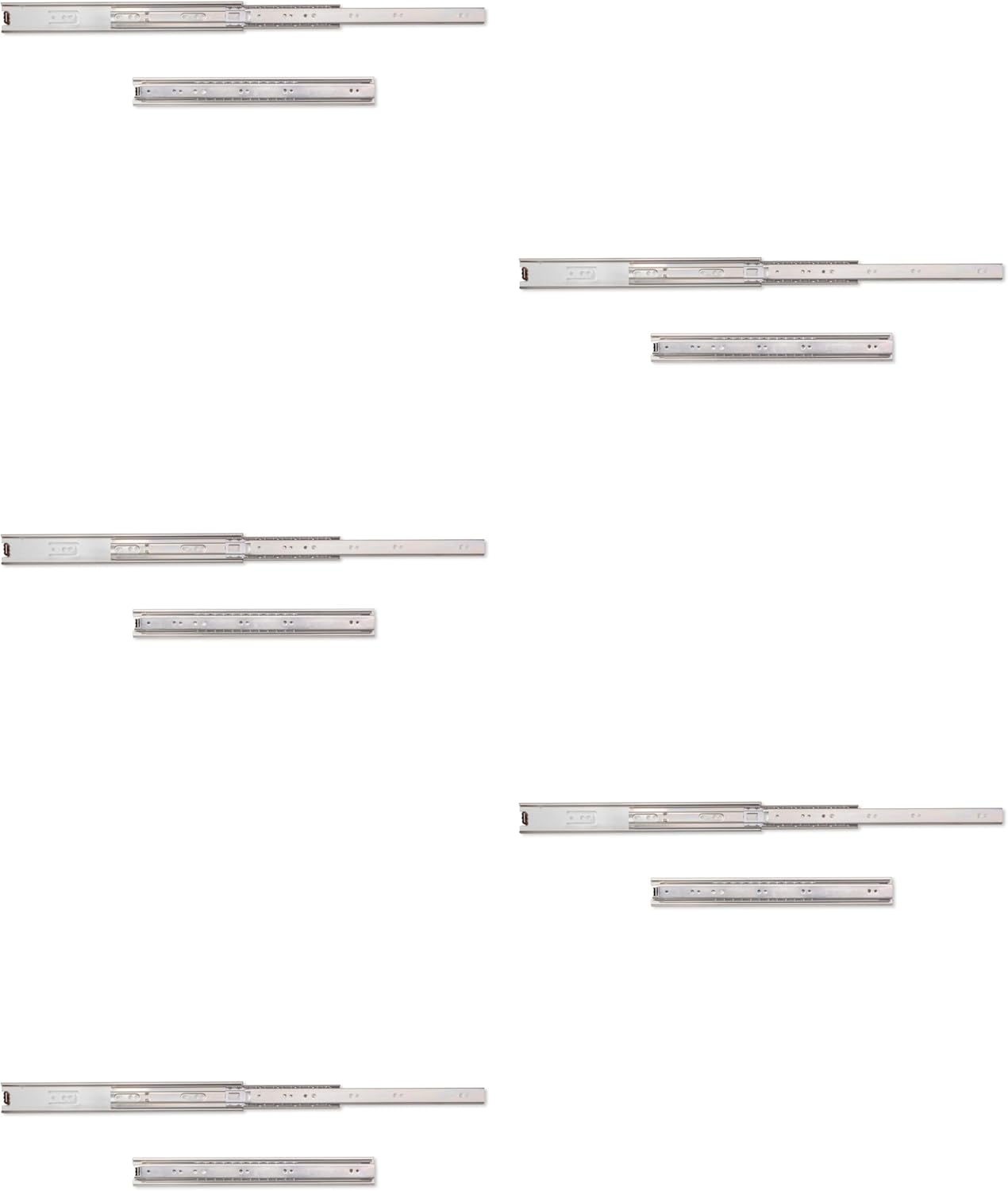 Emuca - Paire de coulisses à billes sortie totale 350 mm pour tiroir – Lot de 5