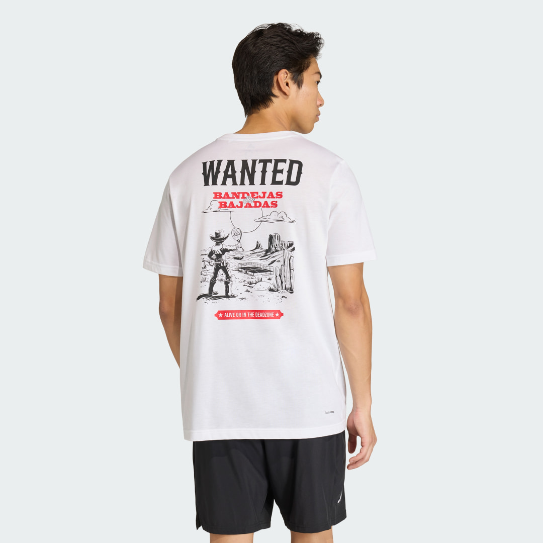 Detalle de Adidas Camiseta de Pádel Estampada Wanted – blanca