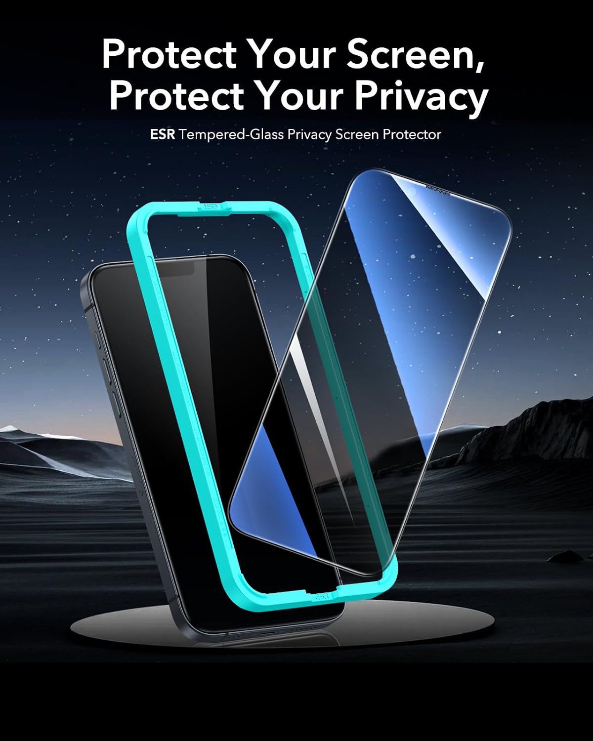 Detalle de ESR 3 Pack Privacy Screen Protector (for iPhone 17e/16e/14/13 & 13 Pro) – anti-spy tempered glass