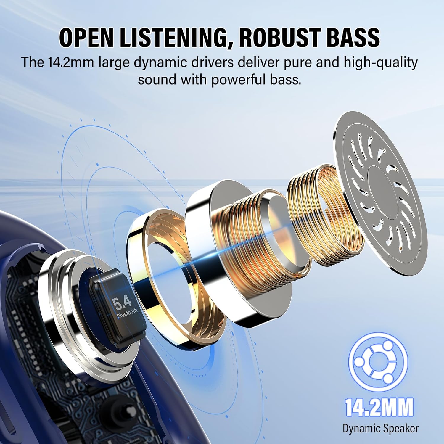 Thumbnail 1 de Open Ear Headphones with Bone Conduction (G219) – IPX7, 36H Playtime, ENC Mics