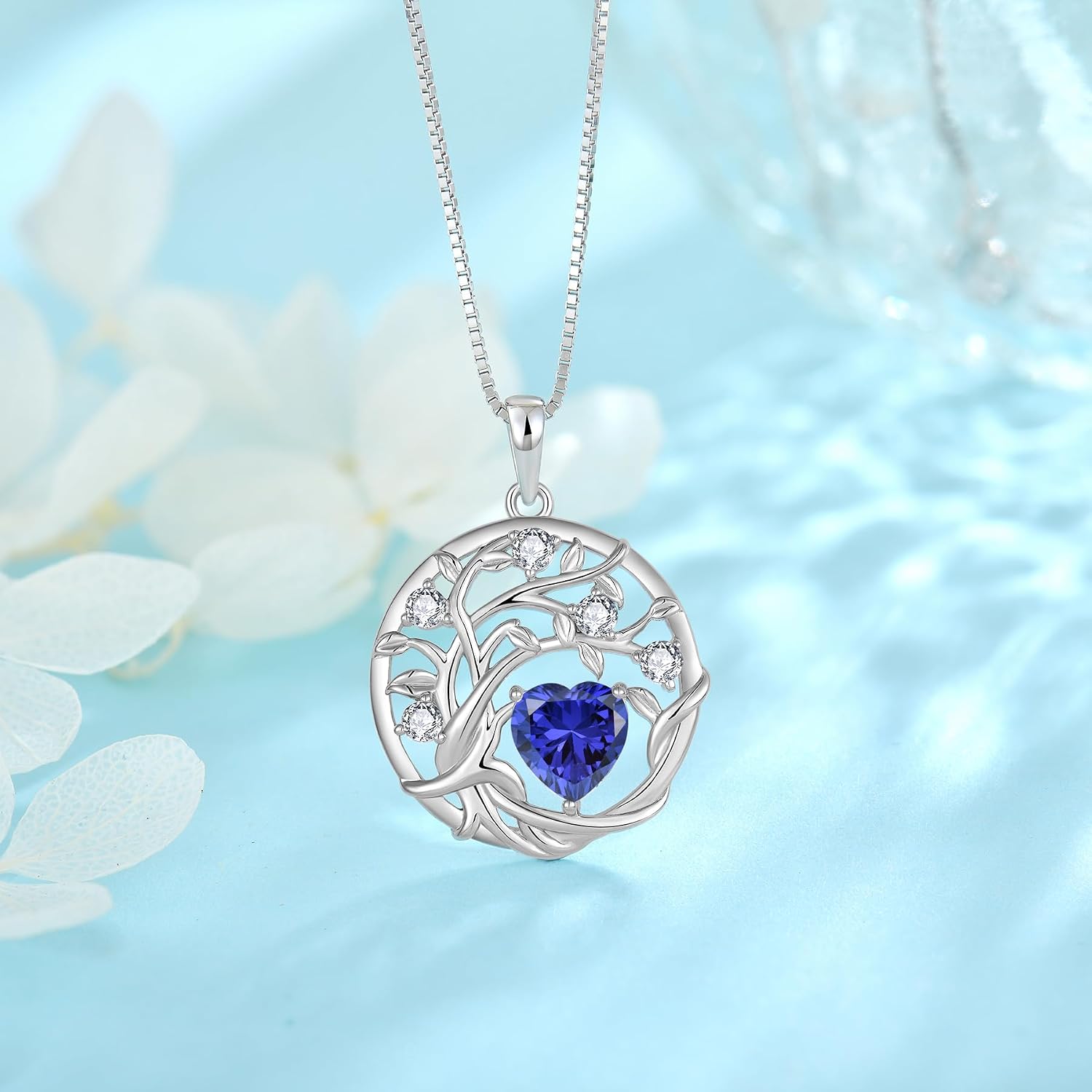 Thumbnail 2 de FJ Tree of Life Necklace in 925 Sterling Silver with Birthstone Pendant – Family Tree Jewellery for Women