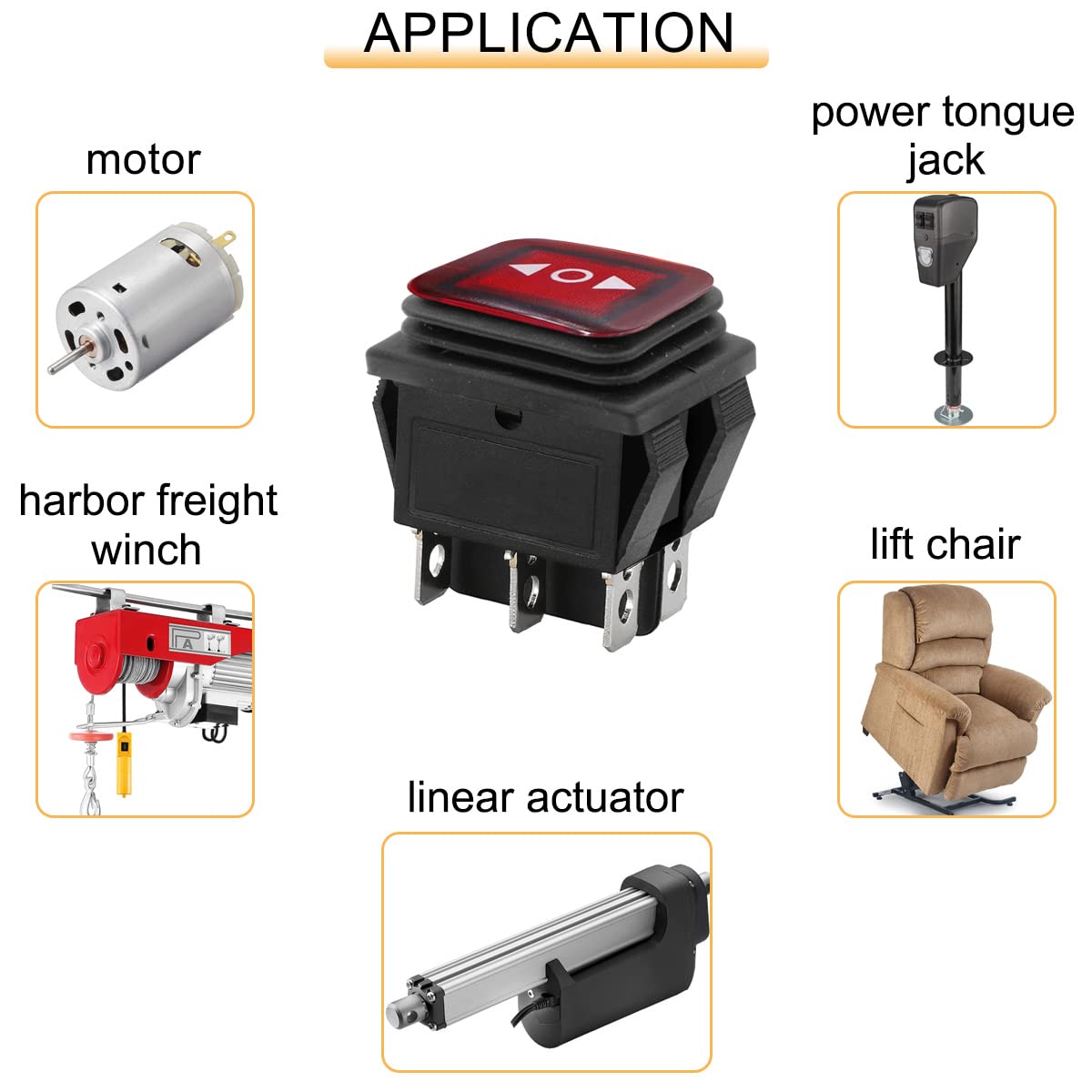 Thumbnail 6 de HAAMNING7 Rocker Switch Momentary 6 Pin DPDT ON-Off-ON 12V 10A with LED (2-Pack)