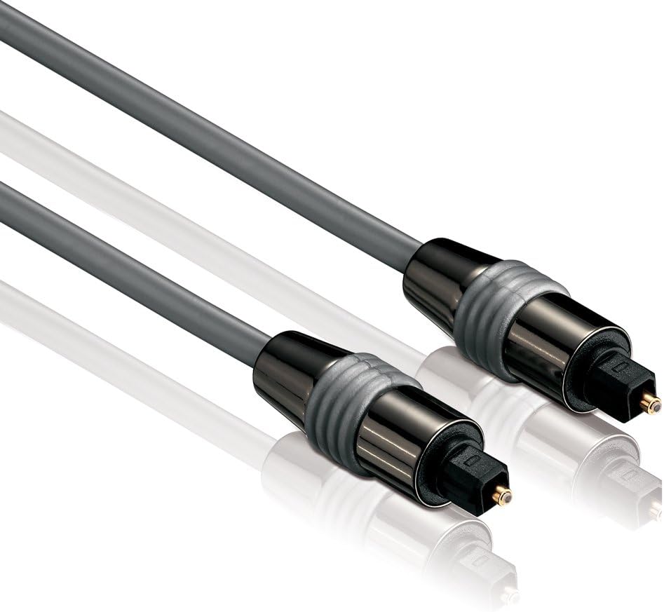 Detalle de HD Supply TC030-100 Toslink S/PDIF Audio Kabel – optisch LWL, Stecker-Stecker, Ø 6,0 mm, 10 m, Grau