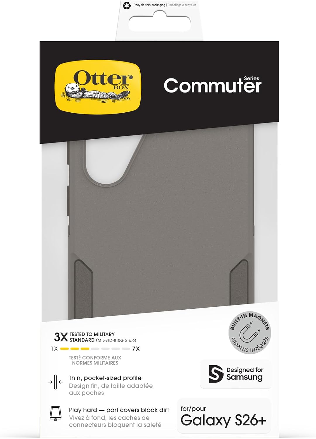 Detalle de Otterbox Coque Commuter Series avec aimants pour Samsung Galaxy S26+ (gris) — protection antichocs