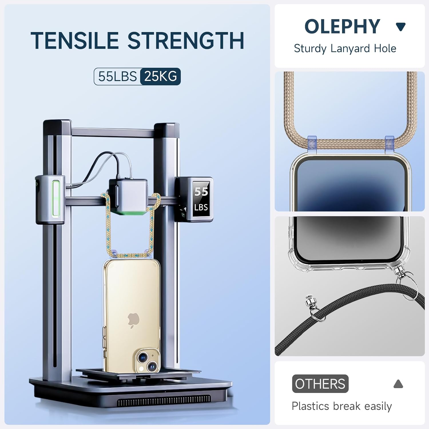 Detalle de OLEPHY Funda con Cuerda para iPhone 15 Plus