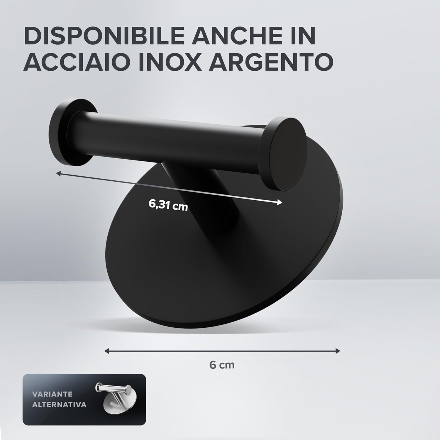 Thumbnail 5 de Gancio doppio per asciugamani Vigra di Ovimar: installazione adesiva in acciaio inox nero opaco