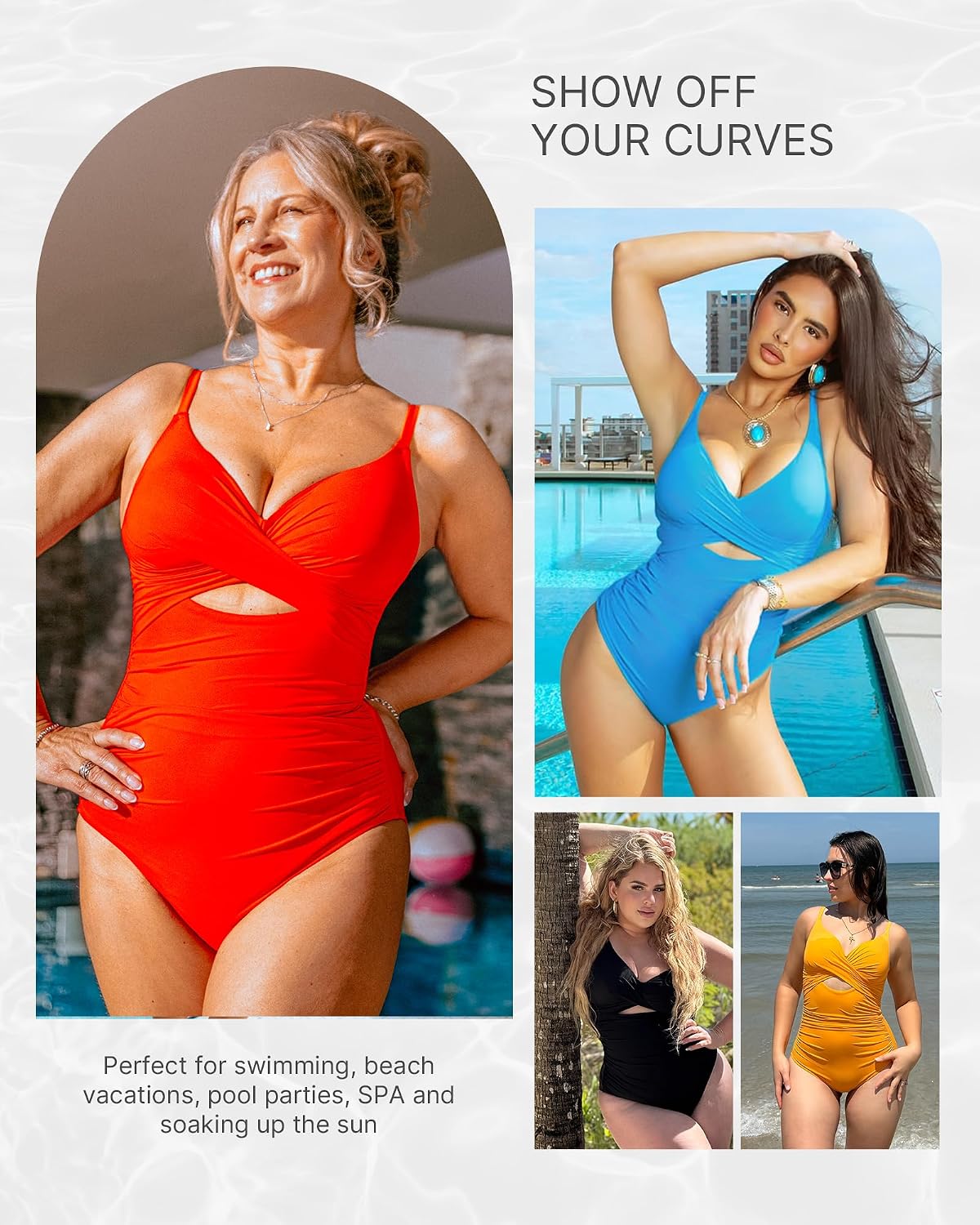 Detalle de SHAPELLX Tummy Control V-Neck One-Piece Swimsuit with Ruched Detail