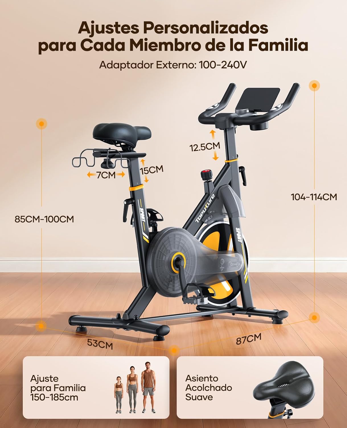 Thumbnail 6 de Toputure 2026 Bicicleta Estática Electromagnética con 32 Niveles, App y Pantalla Táctil