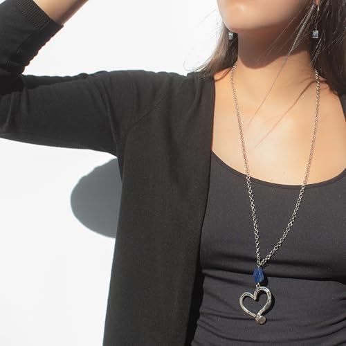 Thumbnail 5 de NILUXE DESIGN Collar corazón de lapislázuli con piedra natural y cadena larga (plata o dorado mate)